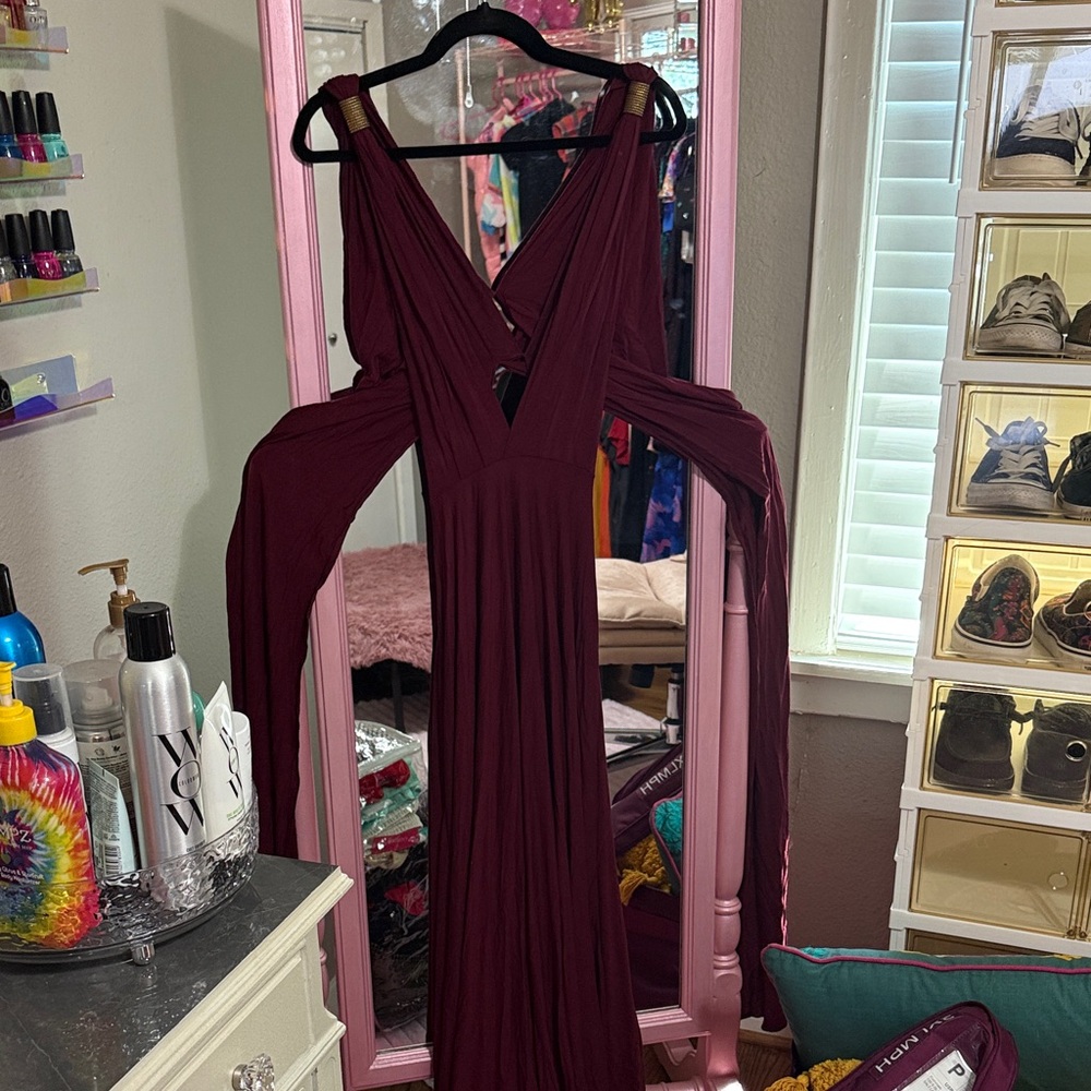 Lulu's Deep Burgundy Long Sleeve Dress